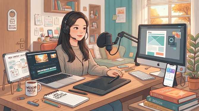 주말에 웹콘텐츠 제작으로 부업 시작하려면 어떤 준비가 필요할까?