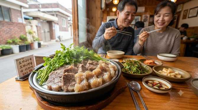 전주 도가옥의 도가니수육, 미나리 향에 현지인 입맛이 반하는 이유?
