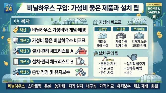 비닐하우스구입 가성비 좋은 제품과 설치 팁