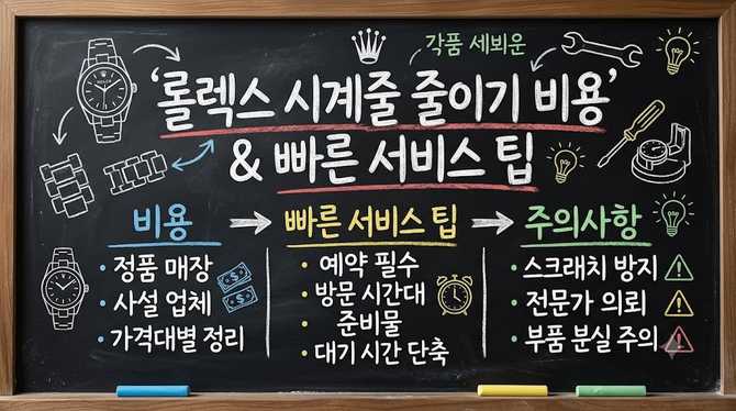 롤렉스 시계줄 줄이기 비용과 빠른 서비스 팁