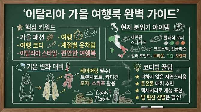 이탈리아가을여행룩 스타일과 코디법 완벽 가이드