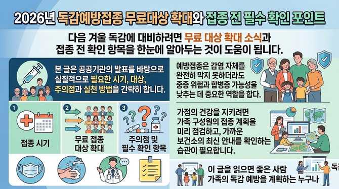 2026년 독감예방접종 무료대상 확대와 접종 전 필수 확인 포인트